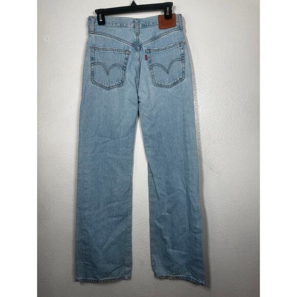 Levi's Strauss High Loose Wide Leg Jeans Denim Blue High Waist Women's Size 27 - Picture 2 of 3